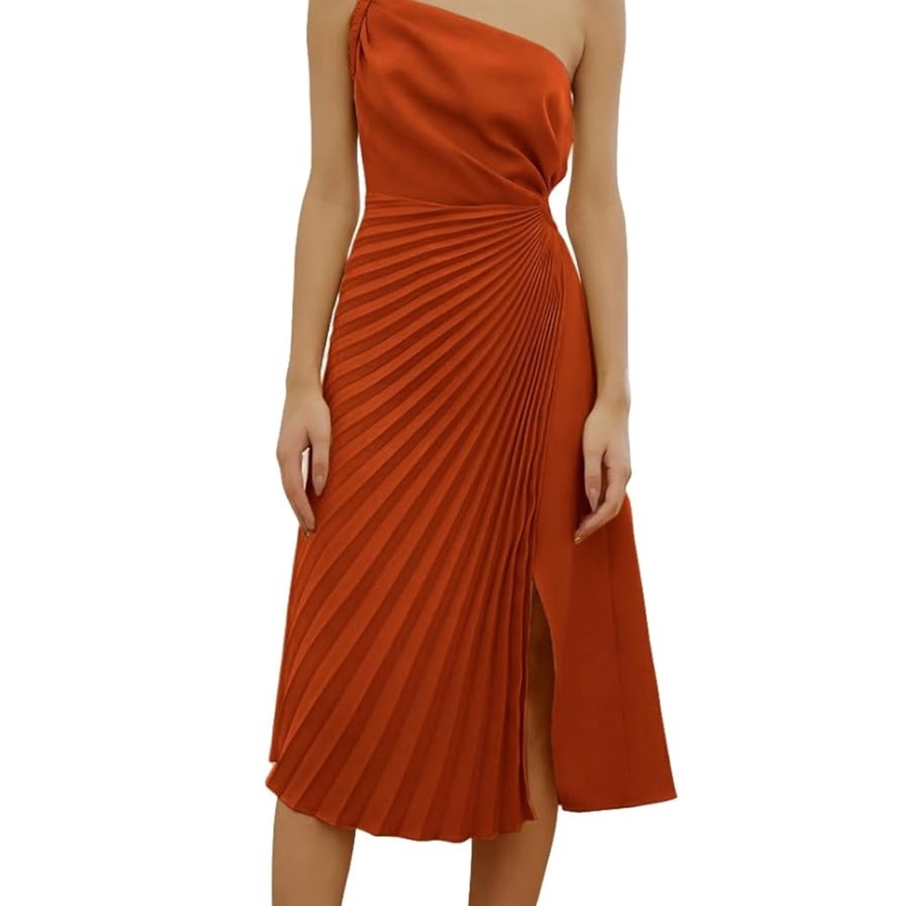 Elegant One Shoulder Orange Dress